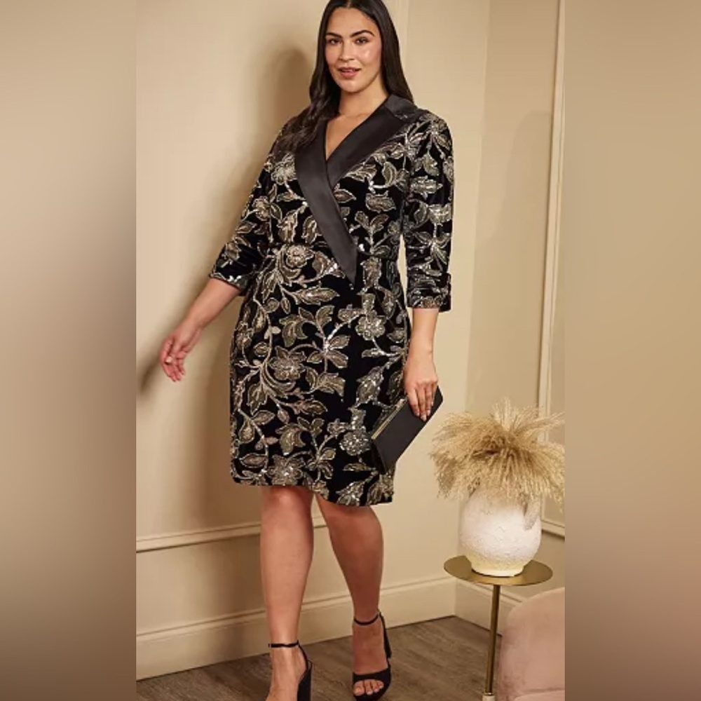 Plus Size Sequined Collared Dress Black/Silver 22w I have this dress in other